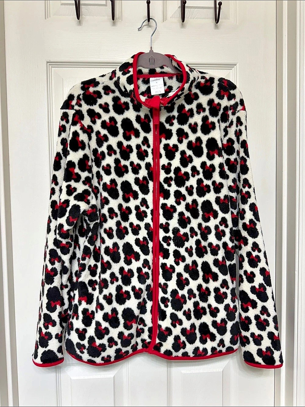 Disney Minnie Mouse Leopard Print Fleece Zip-Up Jacket XL